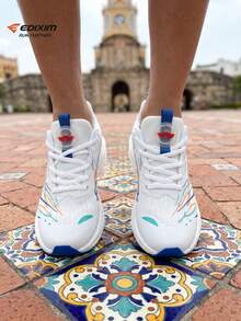 EDIXIM 2026 New Spring/Summer Men's Mesh Breathable Road Running Shoes, Shock-Absorbing Soft Sole Casual Sneakers - White - View 7