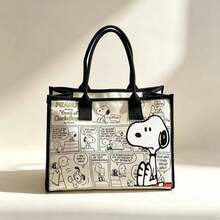 1件 Snoopy 帆布托特包，適合日常使用，極簡學生背包，節日禮物，生日禮物，開學禮物 - 多色 - 查看 1