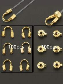 20-200pcs Jewelry Making Kit | Gold-Plated Flat Clasp, U-Shaped Hook, Bead Spacers, Metal Wire Connectors, Clasp Wrappers, Handmade Beaded Necklace - Multicolor - View 14