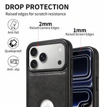 eaacaa Vintage PU Leather Phone Case Compatible With Apple 17 Pro Max/17 Pro/17/16 Pro Max/16 Pro/16/15 Pro Max/15 Pro/15/14 Pro Max/14 Pro/14/13 Pro Max/13 Pro/13/12 Pro Max/12 Pro/12, Hollow Design With Logo Cutout, Shockproof Protective Shell, Can Hold 1 SIM Card Ejector Tool And 2 Mobile IC Cards, Side Leather Trim Hollow Premium Phone Case, Suitable As A Gift For Parents/Family/Loved Ones For Thanksgiving And Christmas - Black - View 7