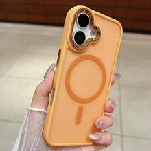 Magnetic Electroplated Lens Phone Protective Case Compatible With IPhone 11 12 13 Pro Max 14 14 Pro Max 15 15 Pro Max 16 16 Pro Max 17 17 Pro 17 Pro Max X XR XS Max - Orange - View 7