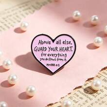 Pink Heart Bible Verse Lapel Enamel Pins And Brooches Badge Pins For Backpacks Bags Backpack Cool Decoration Friend For Gifts - Multicolor - View 11