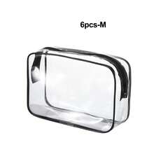 1/3/6/9 Sac de maquillage transparent, sac de toilette de voyage portable avec fermeture éclair, sac organisateur de cosmétiques en PVC - Noir - Voir 20