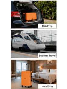 Lightweight, Scratch-Resistant Rolling Suitcase, Orange Four-Piece Set, 20/24/28 Inches, With Shoe Pocket, Swivel Rolling Suitcase. - Orange - View 5