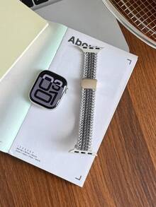 1pc Boys Girls Nylon Watch Band, Elastic Sport Band, Diamond Pattern Two-Tone Magnetic Buckle Woven Strap, Compatible With AppleWatch Series SE/1/2/3/4/5/6/7/8/9 Ultra 40mm 41mm 42mm 44mm 45mm 49mm All Sizes, Fashionable Smart Watch Accessory, Hot New Birthday Gift Back To School - Multicolor - View 16