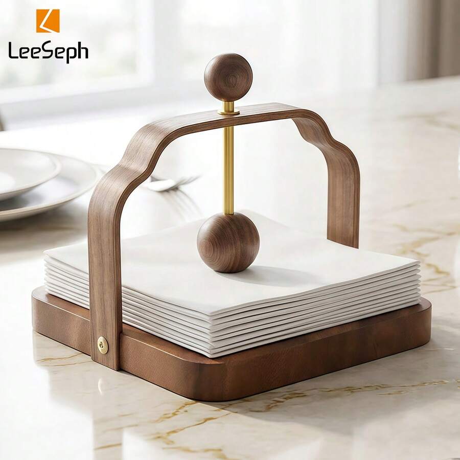 L LEESEPH Dining Table Napkin Holder, 5x5 Inch Wooden Napkin Holder, Suitable For Napkins, Cocktail Napkins, Suitable For Kitchen, Restaurant, Bar, Office, Party, Home Decor, Hotel, Cafe - Multicolor - View 1