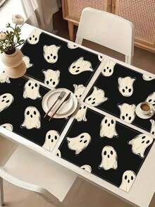 1pc Dark Style Halloween Ghost Pattern Printed Linen Table Runner, Placemat, Suitable For Holiday, Party, Birthday, Dinner, Kitchen, Dining Room Table Decoration, Shoe Cabinet Storage Cabinet Cover, All Season Room Decor, Home Textile Decoration Table Runner, Placemat - Multicolor - View 16