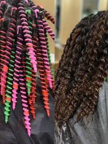 20/10/1 pièce Ensemble de baguettes à boucles sans chaleur, convient aux cheveux longs, baguettes à boucles en spirale colorées pour coiffure DIY, parfait pour la plage d'été, les fêtes de vacances, le coiffage quotidien, également un cadeau de vacances idéal - Multicolore - Voir 4