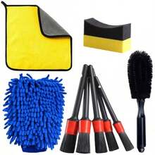9/7pcs Car Cleaning Tool Set, Includes Multi-Function Detailing Brush, Dual-Purpose Polishing & Cleaning Sponge, Car Wash Cloth, Car Wash Glove, Wheel Brush, Essential For Interior & Exterior Care, Car Wash Must-Have - A - View 12