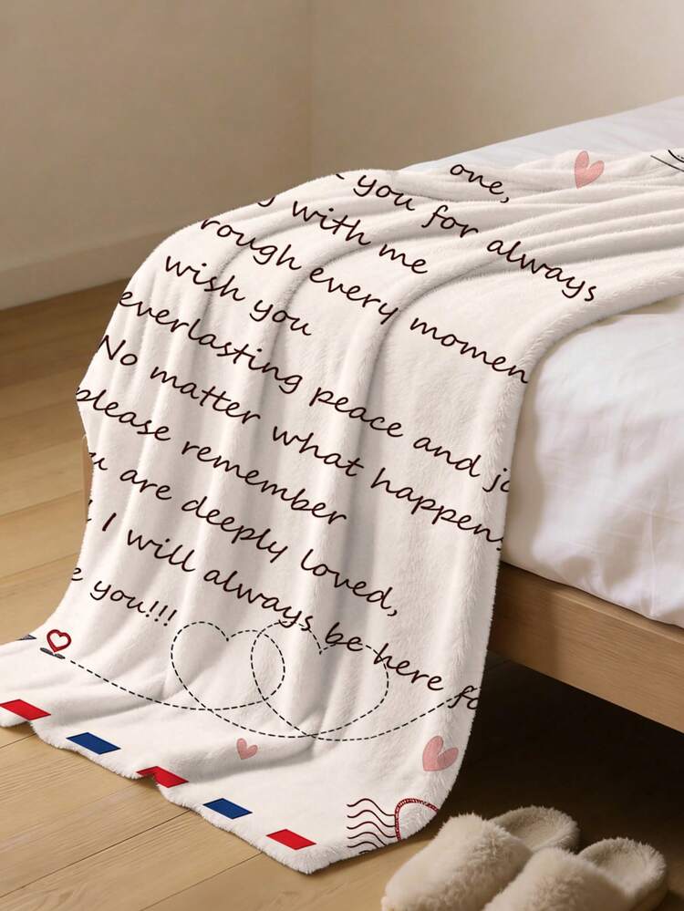 1pc Customized Text Name Blanket, Personalized Bed Throw, Customizable Name, Best Blanket, Comfortable Blanket, Home Gift, Birthday Gift, Anniversary Gift, Christmas Gift, Personalized Gift, Holiday Gift, Warm Gift For Friends, Family, Partners - Style 1 - View 4