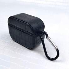 Compatible For AirPods 4 Pro 3 1/2/3 Black Crocodile Pattern Oval Leather Strap With Hook - Black - View 4