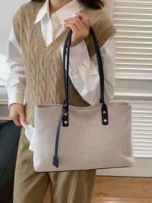 2026 Fashion New High-End Large Capacity Minimalist Elegant Vintage Commuter Shoulder Tote Bag - Black - View 7
