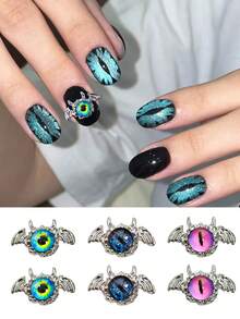 10 Peças Encantos de Unhas 3D de Olho Maligno de Monstro de Halloween, Decorações de Arte de Unhas de Liga de Strass Gótica & Gemas para Manicure DIY Suprimentos de Unhas Gemas de Unhas - Multicolorido - Visão 2