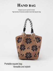 1pc Floral Large Capacity Lightweight Handbag, Suitable For Commuting, School, Travel, Portable Matching With Clothes, All Seasons - Multicolor - View 8