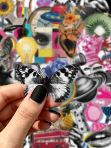 50Pcs Retro Millennium Pop Style Waterproof Stickers, Y2K Art Aesthetic Decals For Teens & Adults, Decor For Tumbler Laptop Luggage Scrapbook, Birthday Holiday Craft Gift Supplies - 50pcs - View 4