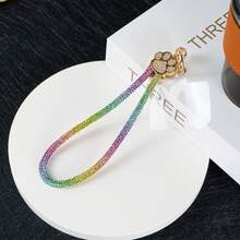 1pc Luxury Rhinestone Bear Claw Phone Lanyard Anti-Lost Phone Strap Phone Chain Phone Case Pendant Charm Rhinestone Ring - Multicolor - View 4