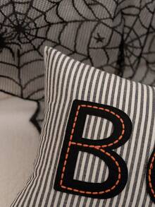 1pc Halloween BOO Embroidered Pillow Case, Halloween Pumpkin Pillow Cover, Suitable For Indoor Decoration, Halloween Decor, All-Season Pillow Case, Without Insert - Multicolor - View 8