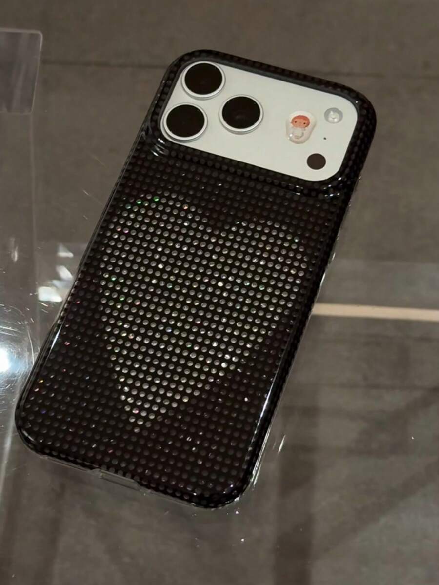 Black & White Polka Dot Silver Black Heart Phone Case Compatible With Apple 17 Pro Max, 16 Pro Max, 17 Pro, 16 Pro, 15, Anti-Drop Protective Cover, Girly Style, Personalized, Creative, Cartoon, Women's - Black - View 1