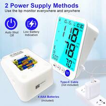 Blood Pressure Monitor For Home Use, Upper Arm Blood Pressure Machine With Large Cuff, Blood Pressure Machine, Adjustable Arm Cuff 8.7"-16.5",Large Display, - White - View 8