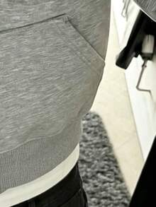 青少年男孩卡通圖案刺繡老鼠口袋拉鍊運動衫 - 灰色 - 查看 4