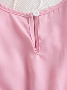 2pcs Girls Early Autumn Preppy Style 2 Pieces Set, Soft Pink Blazer With 3D Bow Cuffs, Short Double-Breasted Blazer + Vest Dress, Suitable For Birthday Party, Outing, School, Commute, Vacation - Pink - View 9