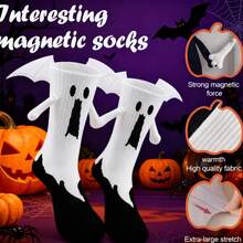 3D Holding Hands Ghost Halloween Socks, Couple Matching Funny Little Ghost Mid-Calf Socks, Daily Commute Party Cosplay Holiday Atmosphere Outfit Decorative Socks - Multicolor - View 4