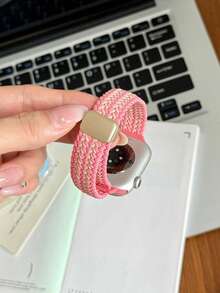 1pc Boys Girls Nylon Watch Band, Elastic Sport Band, Diamond Pattern Two-Tone Magnetic Buckle Woven Strap, Compatible With AppleWatch Series SE/1/2/3/4/5/6/7/8/9 Ultra 40mm 41mm 42mm 44mm 45mm 49mm All Sizes, Fashionable Smart Watch Accessory, Hot New Birthday Gift Back To School - Multicolor - View 12