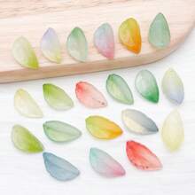 20pcs Glass Frosted Multi-Color Leaf Pendant Jewelry Making DIY Earrings Pendant Various Design Charms For Jewelry Making Bracelets Necklace - Multicolor - View 4