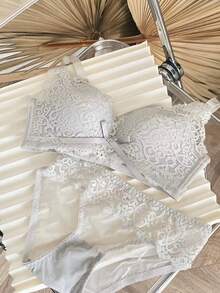 [Small Bust Only] Bra Set, Set-Up, Underwear Top And Bottom Set, Night Bra, Sexy Lace Underwear, - Multicolor - View 17