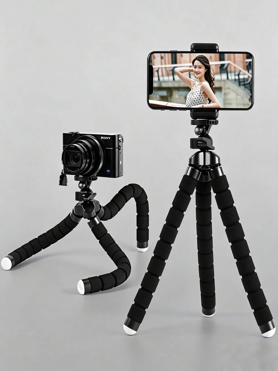 Octopus Tripod Portable Travel Phone Stand Handheld Gimbal Stabilizer Single Tube Macro Selfie Camera Universal Tripod Professional Vlog Desktop Photography Stand