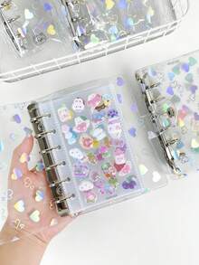 1 buah Buku Catatan Transparan Laser Hati A7, Buku Catatan Transparan Laser Hati, Sampul Kulit Lembut dengan Satu Gesper, Buku Stiker, Perencana DIY, Buku Stiker A7 dengan Satu Gesper, IDOLME, Cocok untuk Scrapbooking, Penyimpanan Stiker, Perencana/Buku Stiker DIY, Penyimpanan Bahan Perencana, Buku Catatan, Buku Tabungan, Buku Perencanaan Waktu dan Alat Tulis Belajar Lainnya, Perlengkapan Sekolah Semester Baru - Jurnal - View 3