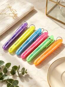 Custom Text LOGO Multi-Color Hanging Ring Highlighter Pen, Student Colorful Single-Tip Highlighter Pen For Key Point Marking, Doodle, Planner, Marker Pen For Teachers, School Supplies - Motivational Phrases, Durable Clip Design, Multi-Color Tones (Ideal Gift) - Multicolor 2 - View 8