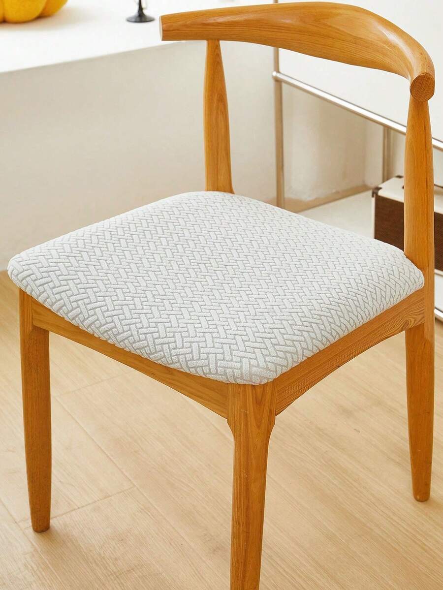 1 pieza Funda de taburete de unicolor con patrón, estilo moderno, de felpa, para muebles de restaurante, funda de silla apta para la mayoría de las sillas - Gris Claro - Ver 1