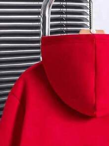 Set Hoodie dan Celana Hangat Motif Huruf untuk Anak Laki-laki Remaja - Merah - View 6