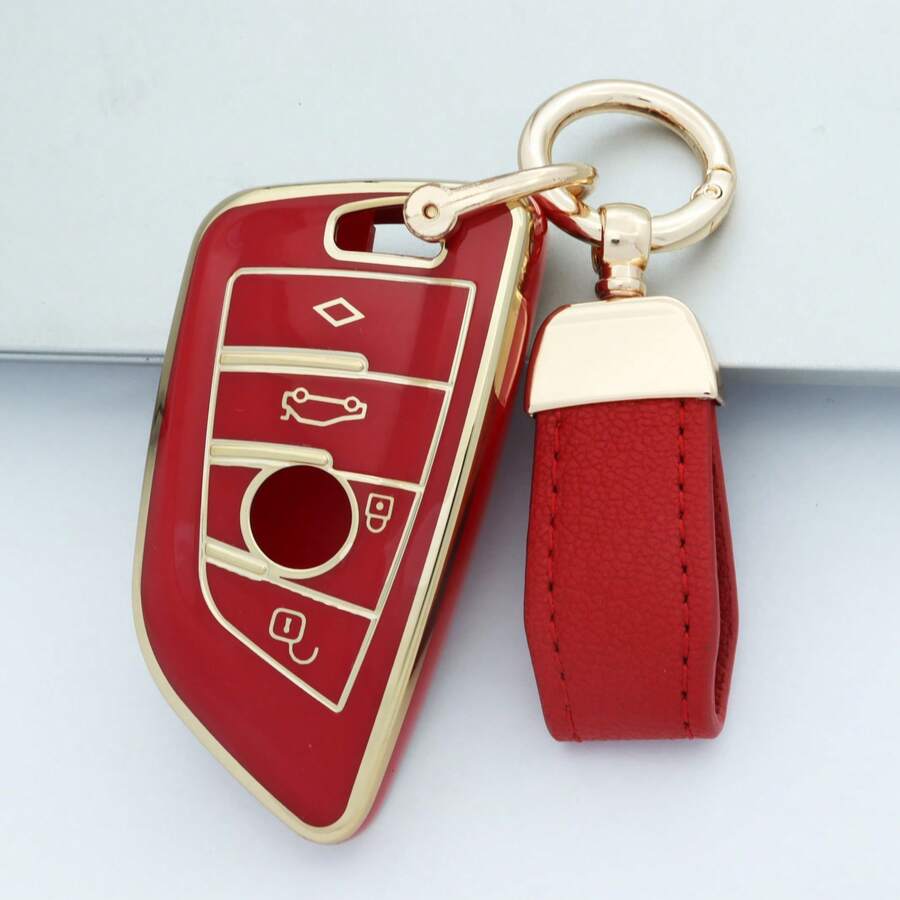 1pc TPU Material Car Key Case, Suitable For BMW X1 X2 X3 X5 X6 2 Series 5 Series 6 Series 7 Series 3/4 Button Smart Key Protective Cover, Anti-Fall Anti-Dust, Exquisite High-End Key Pouch, Suitable For Women