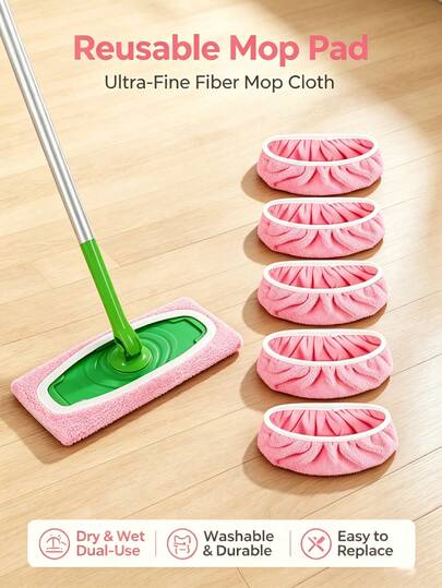 Reusable Microfiber Mop Cloth, Dry & Wet Dual-Use Flat Mop Pad, Durable Washable Flat Floor Mop Cloth, Kitchen Mop Cloth, Easy-To-Replace Cleaning Pad For Home Floor Mopping, Easy To Clean And Dust Removal