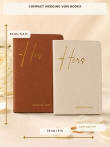 2pcs/Set Wedding Vow Books, Groom & Bride Style, Gold Foil Engraved Wedding Vow Books, Wedding Essentials - Eternal Elegance Wedding Supplies - one-size - View 5