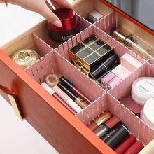 Drawer Dividers, Adjustable Drawer Organizer, Suitable For Socks, Underwear, Bras, Cosmetics, Bedroom Office Storage - Pink - View 5