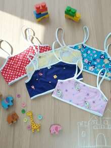 KIT 5 Top Infantil Feminino Estampado Menina Sem Bojo Poliamida Dia a dia - 6 a 12 Anos - Sortidas - Visão 2