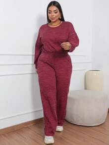 Plus Size Co-Ords - Wine Red - View 7