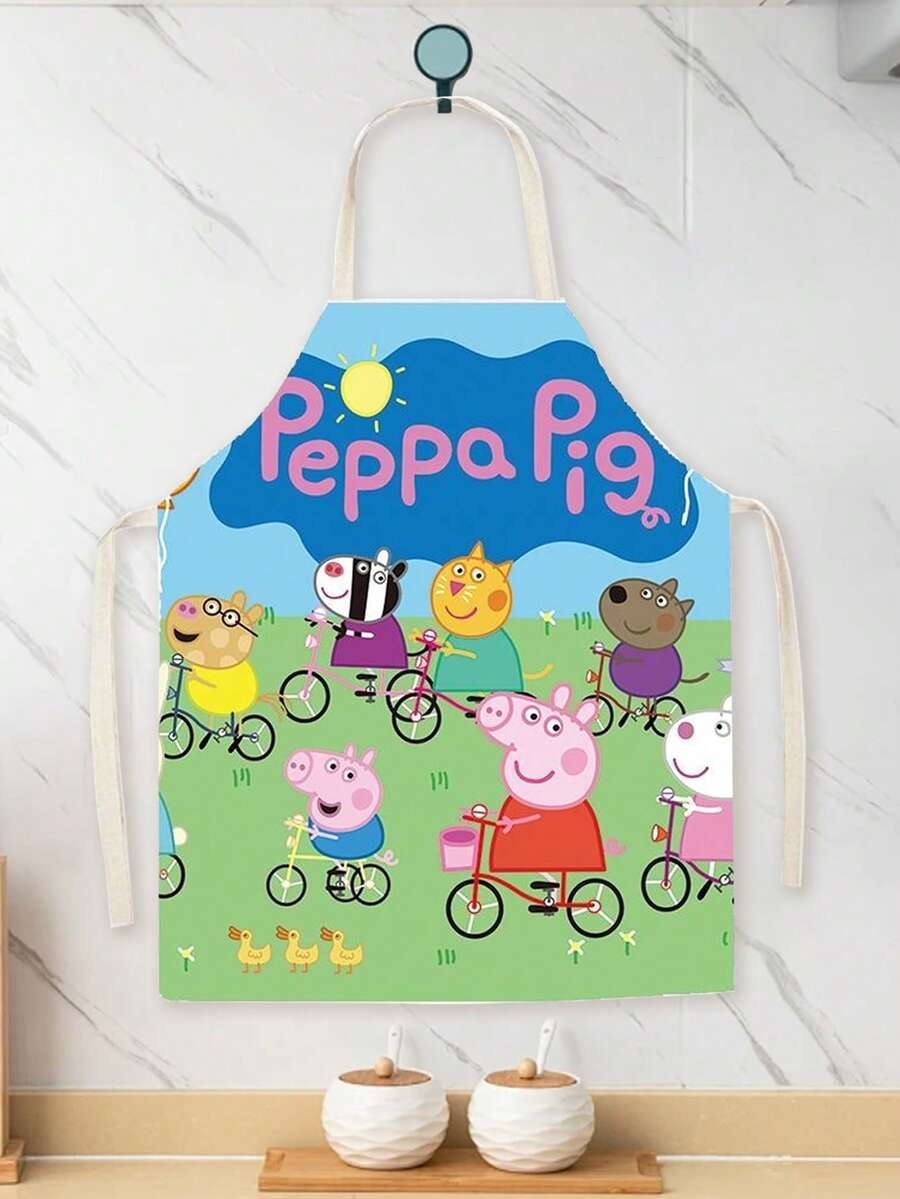 Peppa Pig Cartoon Household Waterproof Four-Piece Waterproof And Oil-Repelling Fabrics Wide Collar Tieless Design Anti-Dirt And Protection Garment For Cooking, Baking, Handicraft Painting, And Kitchen Cleaning Adult Cartoon Apron - Multiple Styles - View 1