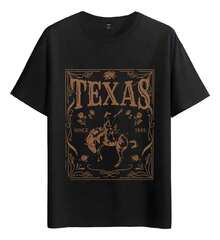 Tshirt Muscle Freaks Texas Rodeo Estilo Bronco Riding Cowboy - Black - View 1