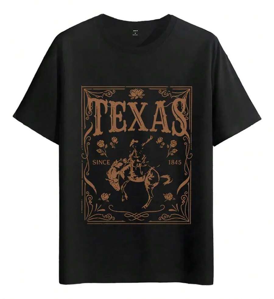 Tshirt Muscle Freaks Texas Rodeo Estilo Bronco Riding Cowboy - Black - View 1