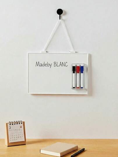 Madebyblanc 1pc A4 Size Dry Erase Board With String For Wall Small Dry Erase Whiteboard Hanging Whiteboard With 3pcs Magnetic Wipe Off Markers Pens For Kids Erasable Message Writing Drawing School & Home Supplies Back To School