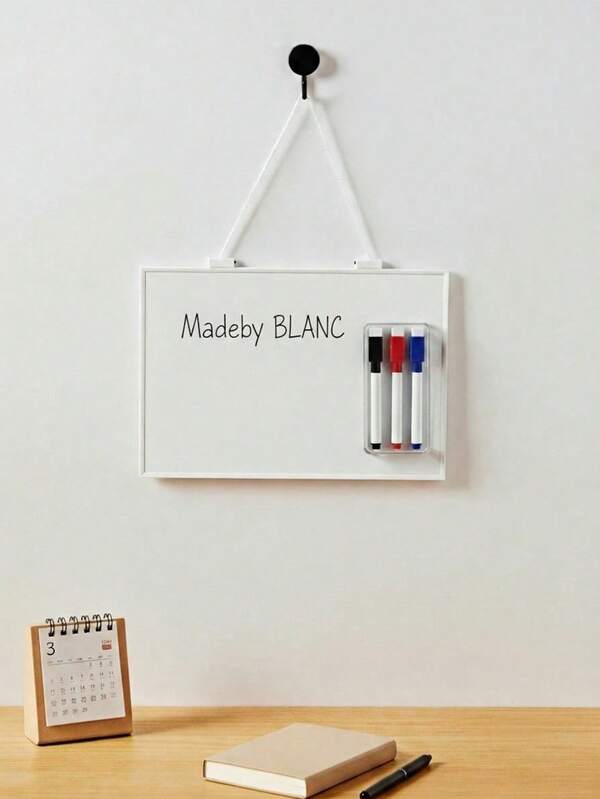 Madebyblanc 1pc A4 Size Dry Erase Board With String For Wall Small Dry Erase Whiteboard Hanging Whiteboard With 3pcs Magnetic Wipe Off Markers Pens For Kids Erasable Message Writing Drawing School & Home Supplies Back To School