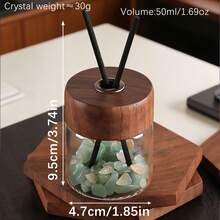 "Unscented" Empty Crystal Stone Reed Diffuser Glass Bottle With Black Walnut Wooden Cap, Unscented DIY Essential Oil Aromatherapy Diffuser Container, Natural Crystal Chips Decor Diffuser Vessel For Home Desk Bathroom Coffee Shop Decoration - Diffuser Bottle - View 15