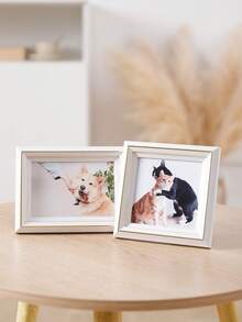 1pc White Slim Frame With Delicate Gold Inner Trim, Composite Dual-Use Wall-Mounted Tabletop Photo Frame, Minimalist Elegant Frame Suitable For Pet Cat Dog Family Portraits, Daily Life Photos, Cream-Colored Decor For Bedroom, Living Room, Dorm Apartment, Pet Memory Display Gift, Suitable For Pet Lovers, Cat Dog Owners, Housewarming, Birthday Celebration - Multicolor - View 8