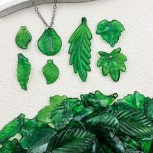 Random 50g Acrylic Dark Green Leaf Pendant Pendant Jewelry Making DIY Earrings Pendant Various Design Charms For Jewelry Making Bracelets Necklace - Green - View 6