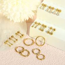 24 Pcs Hypoallergenic Stainless Steel Cartilage Earrings Gold Flat Back Studs Unisex Small Hoop Screw Studs Cartilage Helix Lobe Earring - Ear Stud - View 7