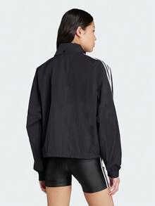 Adidas Originals Women's 3S Windbreaker Jacket Woven Hooded Outerwear JX1451 - Black - View 3